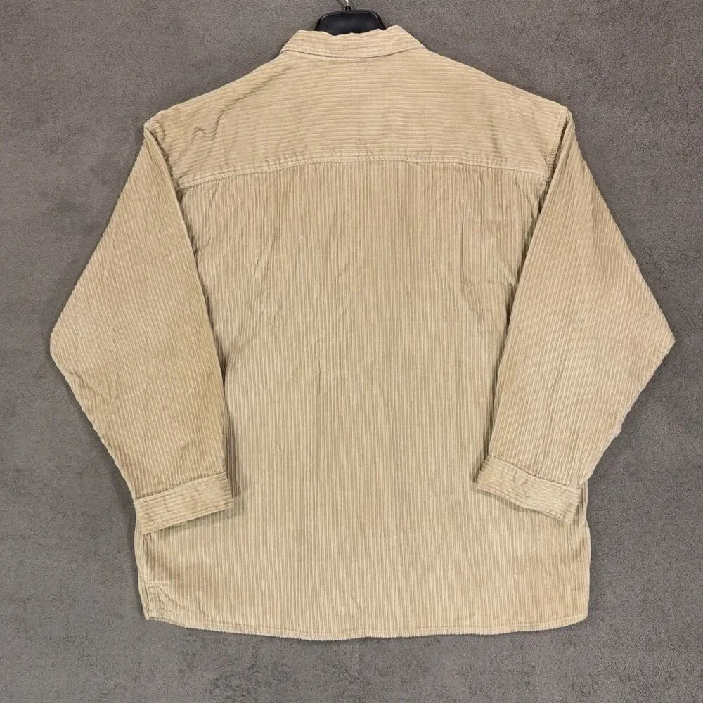 Property Mens Corduroy Zip Up Shirt Jacket Tan Beige Workwear XL Tall XLT Cotton - Picture 7 of 10